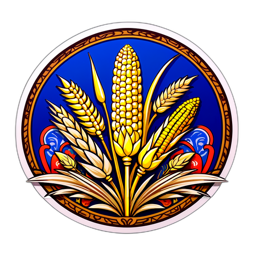 Символізм України через зображення пшениці та качанів кукурудзи