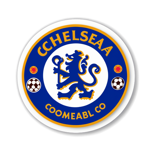 Chelsea FC:s emblem med fotbollar och spelare