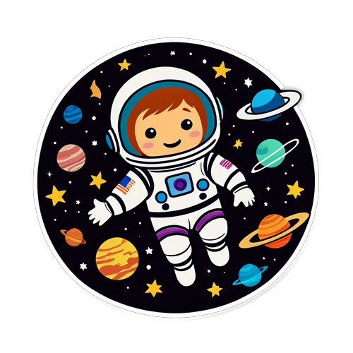 Objevte Nebeskou Kouzelnou Cestu: Roztomilý Astronaut Vznášející se ve Vesmíru!