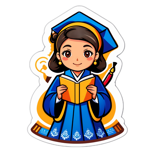 Biểu tượng giáo viên trong trang phục truyền thống, thể hiện sự tôn kính với nghề giáo