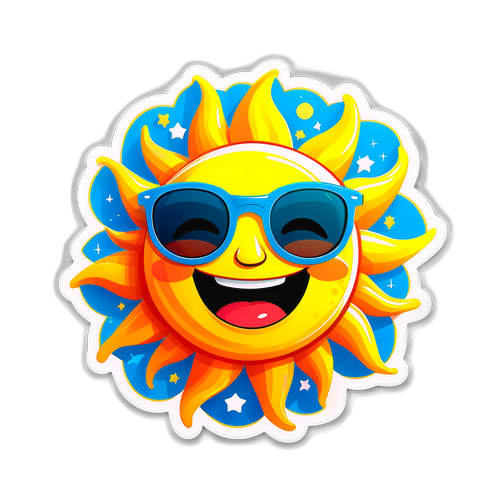 Masayang Cartoon na Araw na may Salaming Pang-Silaw