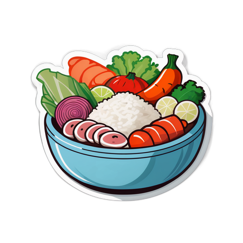 一碗热气腾腾的米饭与新鲜蔬菜和肉类