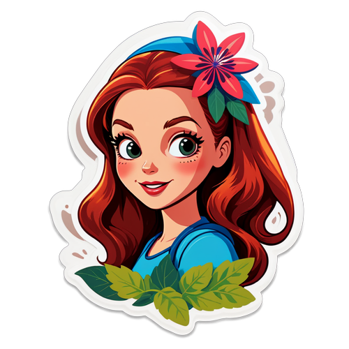 Stiker Ekspresif Mary Jane dengan Desain Floral