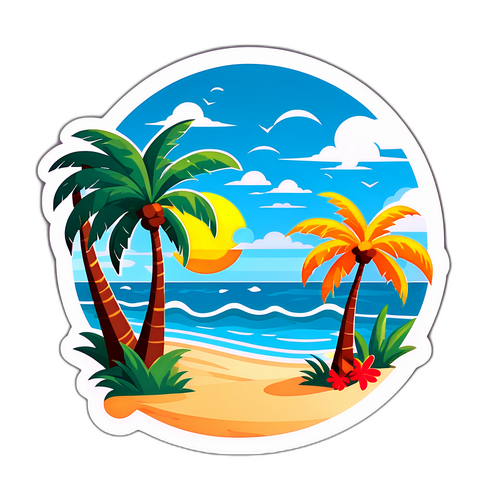 สติ๊กเกอร์บรรยากาศวันหยุดที่อ่าวนีซ