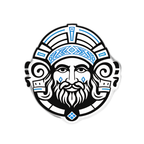 Σχέδιο αυτοκόλλητου με το λογότυπο της Gletsos και στοιχεία ελληνικής παράδοσης