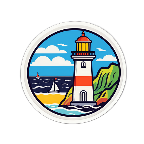 Aufkleber von La Rochelle mit stylisiertem Leuchtturm