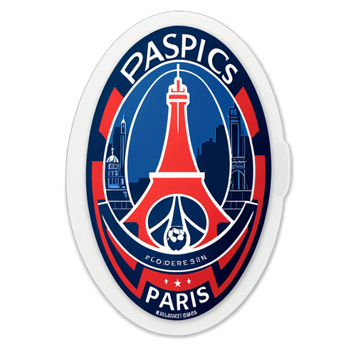 PSG:s Logotyp och Fotboll i En Fantastisk Parisisk Skyline – En Oemotståndlig Klistermärke!