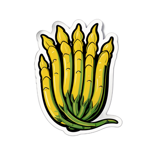 Nhãn dán măng tây vàng biểu trưng cho giá tiêu hôm nay và sự phát triển của sản phẩm nông nghiệp Việt Nam