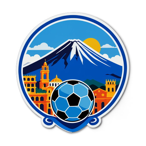 Stiker Warna Biru Napoli dengan Gunung Vesuvio dan Bola Sepak