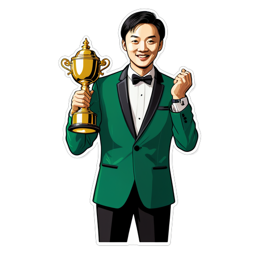 Zhao Xintong beim Gewinnen eines Snooker-Pokals