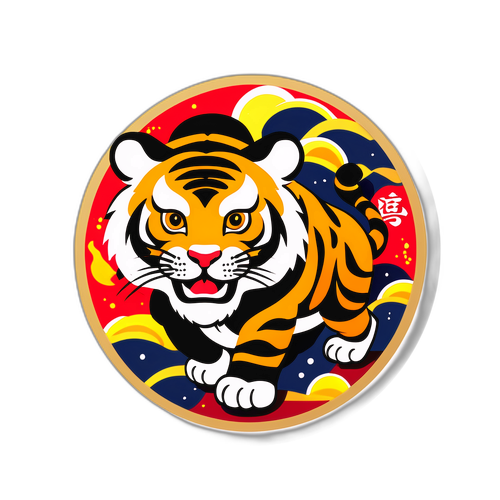 传统虎年祝福贴纸