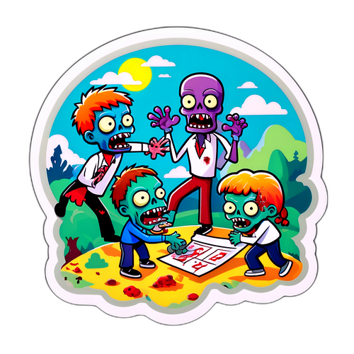 Humoristisk zombie brainstorming klistermærke