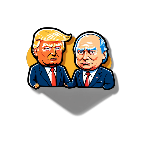 Stylischer Aufkleber: Karikatur von Trump und Putin