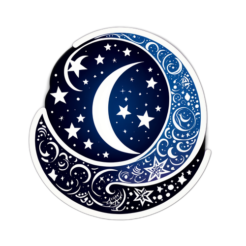 Disenyong Krescent na Buwan na may mga Bituin para sa Ramadan 2026