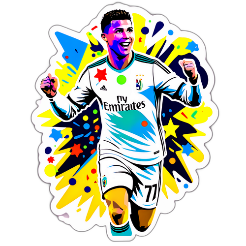 Autocolant cu Ronaldo sărbătorind un gol