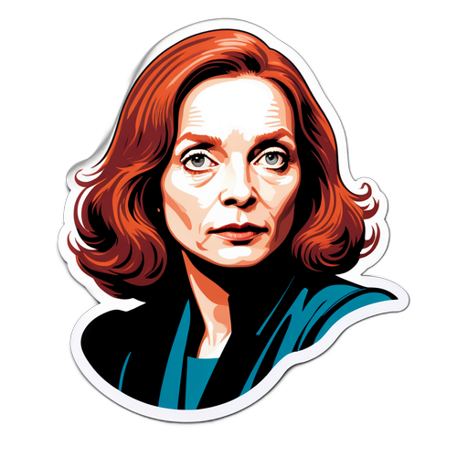 Autocollant représentant Huppert dans un rôle dramatique