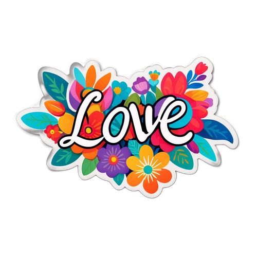 Mural de Flores Coloridas com 'Amor'