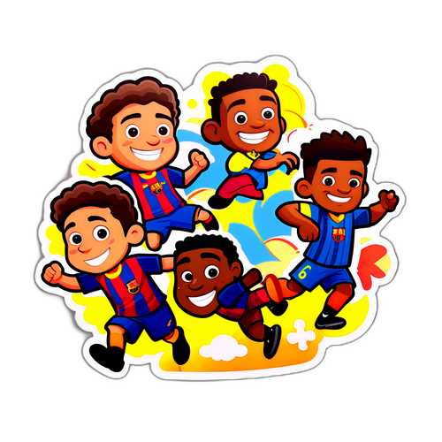 Sticker ng Cartoon na Bersyon ng mga Manlalaro ng Barcelona at Como