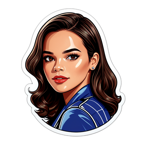 Ilustración divertida de Bruna Marquezine con elementos de cine y moda