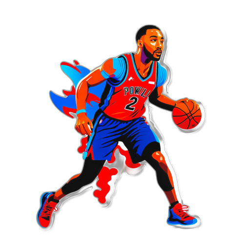 Um adesivo de Norman Powell jogando basquete