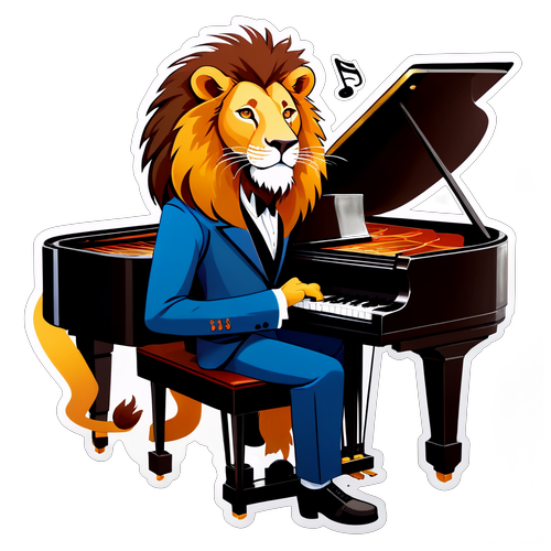 鋼琴演奏的獅子貼紙