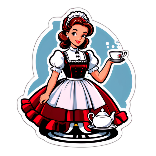 Sticker inspirat de „Menajera” cu set de ceai elegant