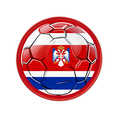 Balon de fotbal cu culorile naționale ale Serbiei și Albaniei