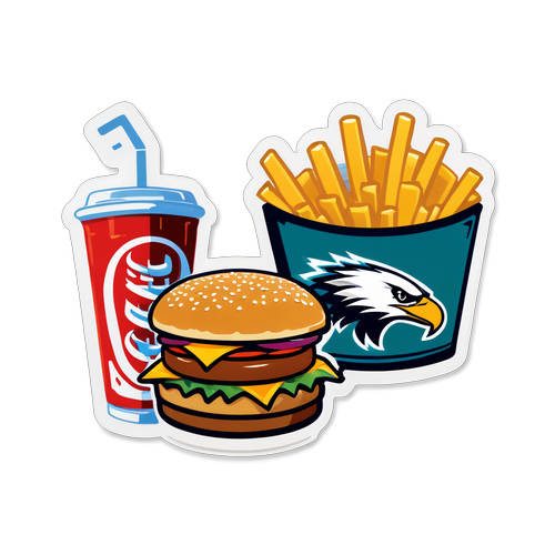 Hamburguesa y refresco con logos de los Cowboys y Eagles