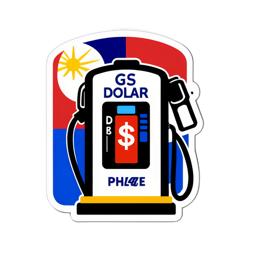 Sticker ng Gasolina na may Dollar Sign sa Likod ng Pambansang Watawat
