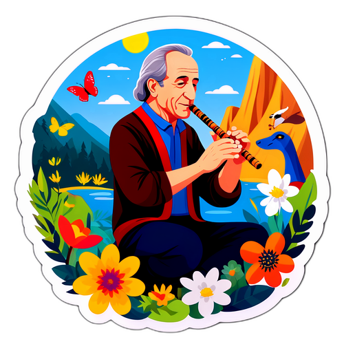 Gheorghe Zamfir la flautul de pan în natură