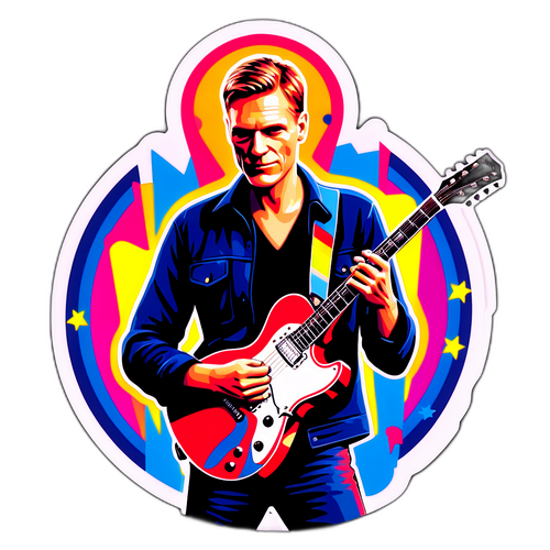 Bryan Adams s kytarou na pódiu