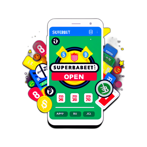 Sticker cu ecranul smartphone-ului care arată aplicația SuperBet deschisă