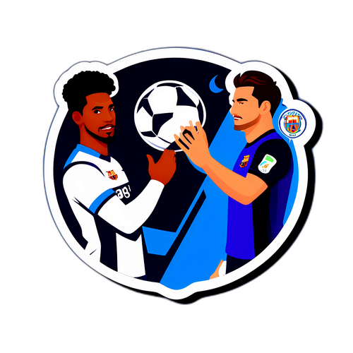 라리가 경기를 배경으로 한 두 팀 유니폼의 공 디자인 스티커