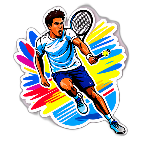 Energetisk Tennis Klistermærke med Carlos Alcaraz