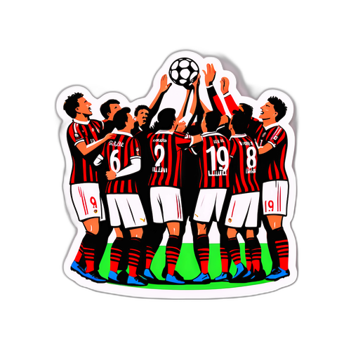 Смішна картина, що зображує, як м’ячу піднімається у повітрі між командами Мілан і Піза