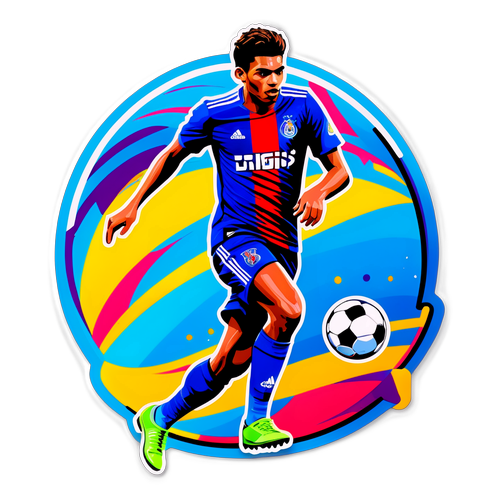 Stiker Artistik Lucas Dias Menggiring Bola