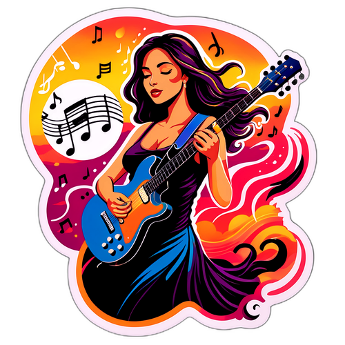 Rappresentazione artistica di Erika Kirk che suona la chitarra