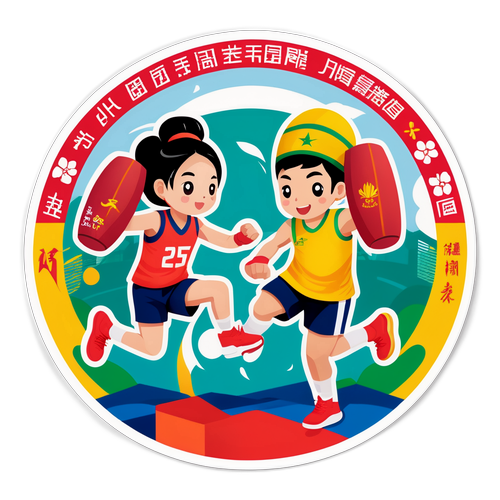 广东-香港-澳门大湾区运动员互动插画