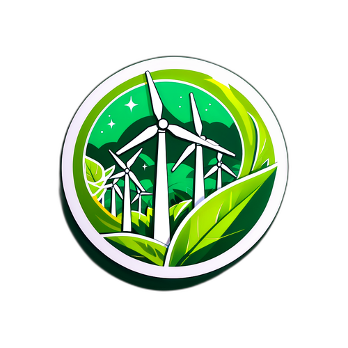 Autocollant d'un bon d'énergie avec des feuilles vertes représentant l'énergie renouvelable