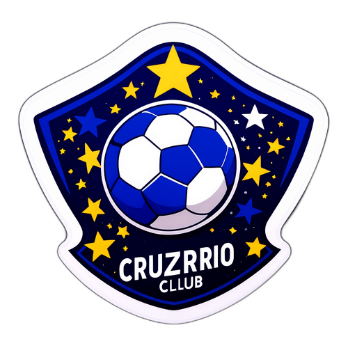 Stiker Klub Cruzeiro dengan Bola Sepak dan Bintang