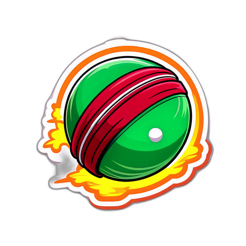 Adesivo Colorato con Palla e Mazza da Cricket
