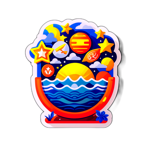 成功と夢を象徴するアイコンのスタイリッシュなステッカー