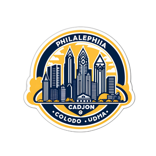 Sticker Skyline Philadelphia dengan Elemen Sepak Bola