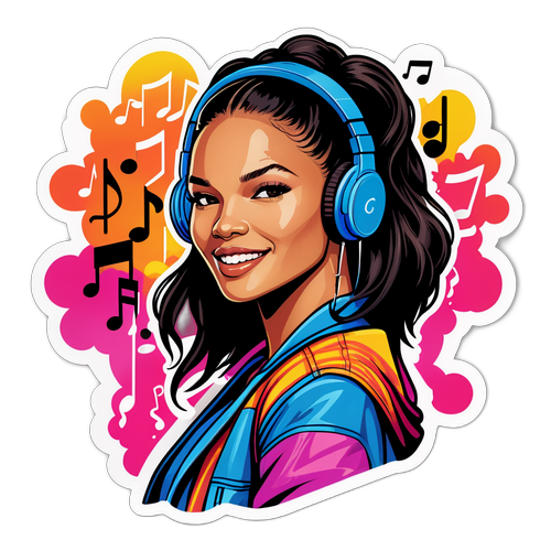 Ilustrație a Cassiei Ventura ascultând muzică și dansând