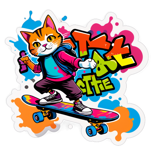 Kat på Skateboard: Den Fargerike Graffiti-trenden du Må Se!