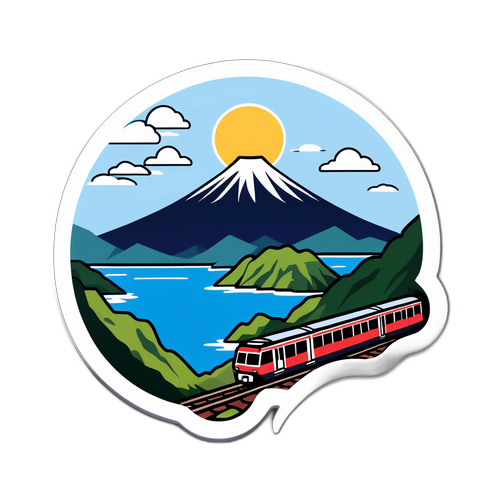 西京線の風景と名所をテーマにしたステッカー