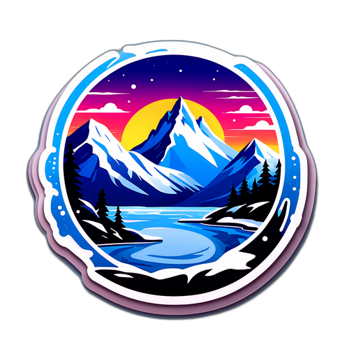 氷に閉じ込められた美しい風景のステッカー