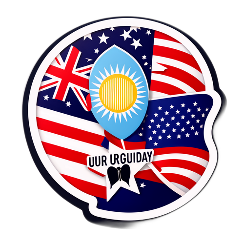 Sticker que captura la esencia de un día festivo nacional en Estados Unidos y Uruguay