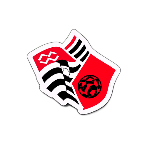 Sticker với hình ảnh cờ Flamengo và Atlético MG trên sân bóng