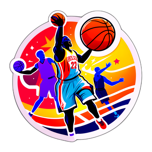 एनबीए सीजन के उत्साह का प्रतिनिधित्व करने वाला जीवंत स्टिकर